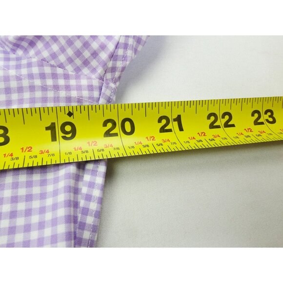 Brooks Brothers Milano Fit Non Iron Stretch 14.5-32 Mens Lavender White Check - Picture 2 of 8
